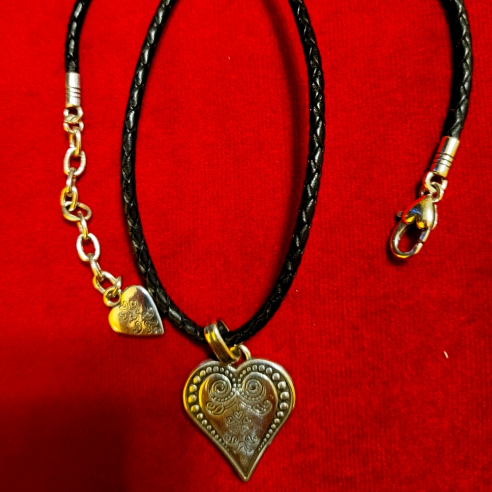 Brighton leather and silver Heart necklace